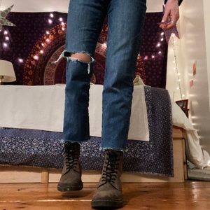 Brown leather doc martens boots